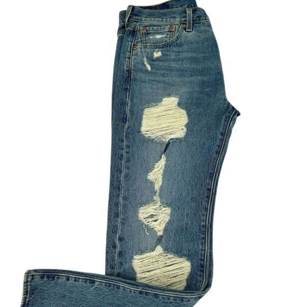 Levis 501 Original Fit Ripped Jeans‎ 005013032 Blue Medium Wash Men's Sz 30 X 30 - Picture 7 of 11